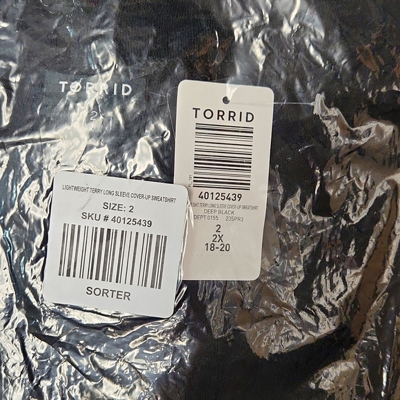 ❤️NWT VINTAGE TORRID DOLMAN SWEATSHIRT - TERRY BEACH COVER LIGHTWEIGHT PLUS SIZE - Picture 6 of 11